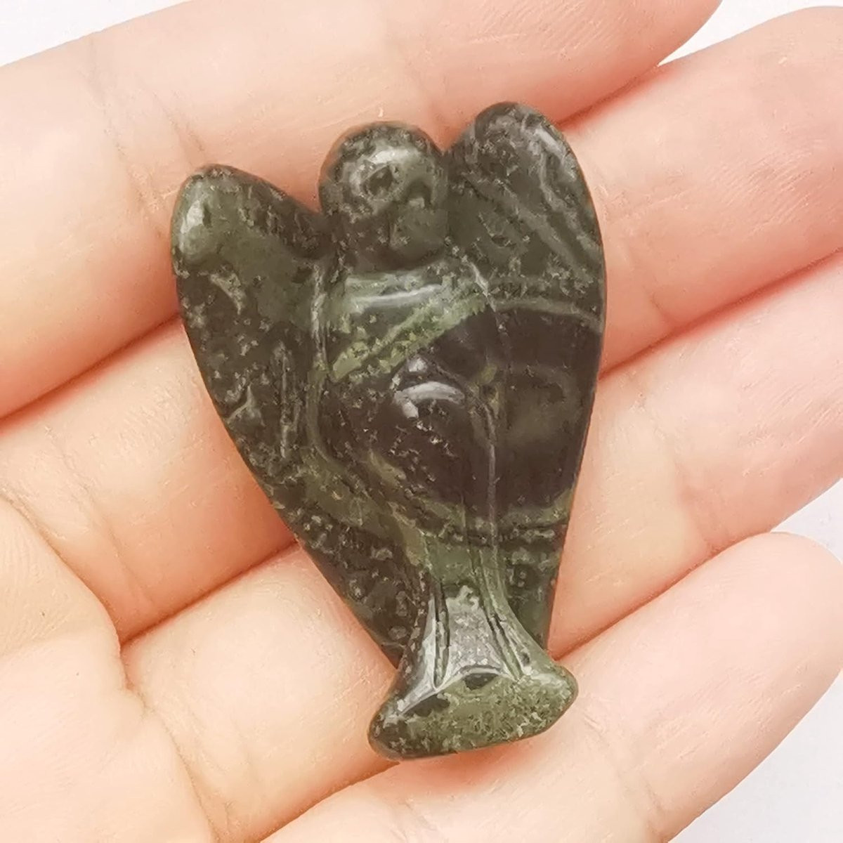 Engel figuur van Kambaba jaspis, 3,8 cm voor bescherming en welzijn
