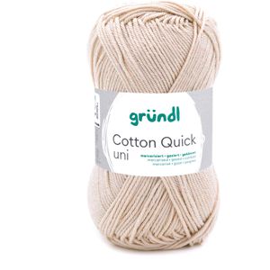 Gründl Häkelgarn 865-102 Cotton Quick uni, sand, 50 g / 125 m, Nadelstärke 3-4, 100% Baumwolle