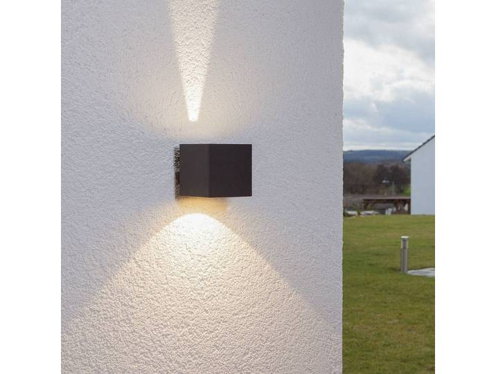 LED Außenwandleuchte JARNO Lucande, schwarz, Aluminium, Modern