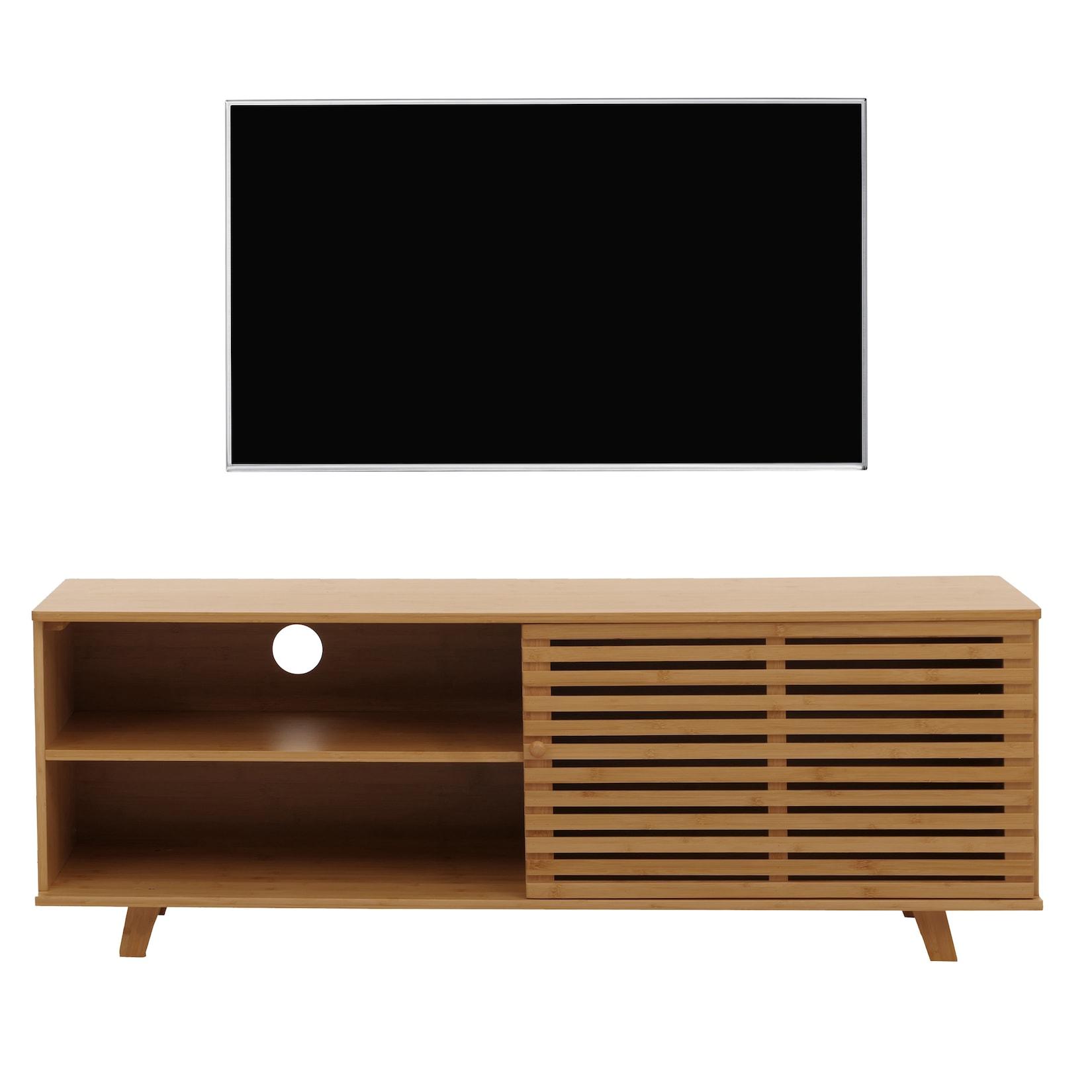 Bambus TV-Rack MCW-N80, Fernsehtisch Lowboard Kommode, Staufächer MVG-zertifiziert 50x140x40cm