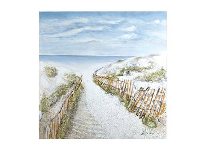 GILDE Bild XL - Weg Dünen-Idylle - Meer - Strand - Gemälde handgemalt in 3D - 100 x 100 cm