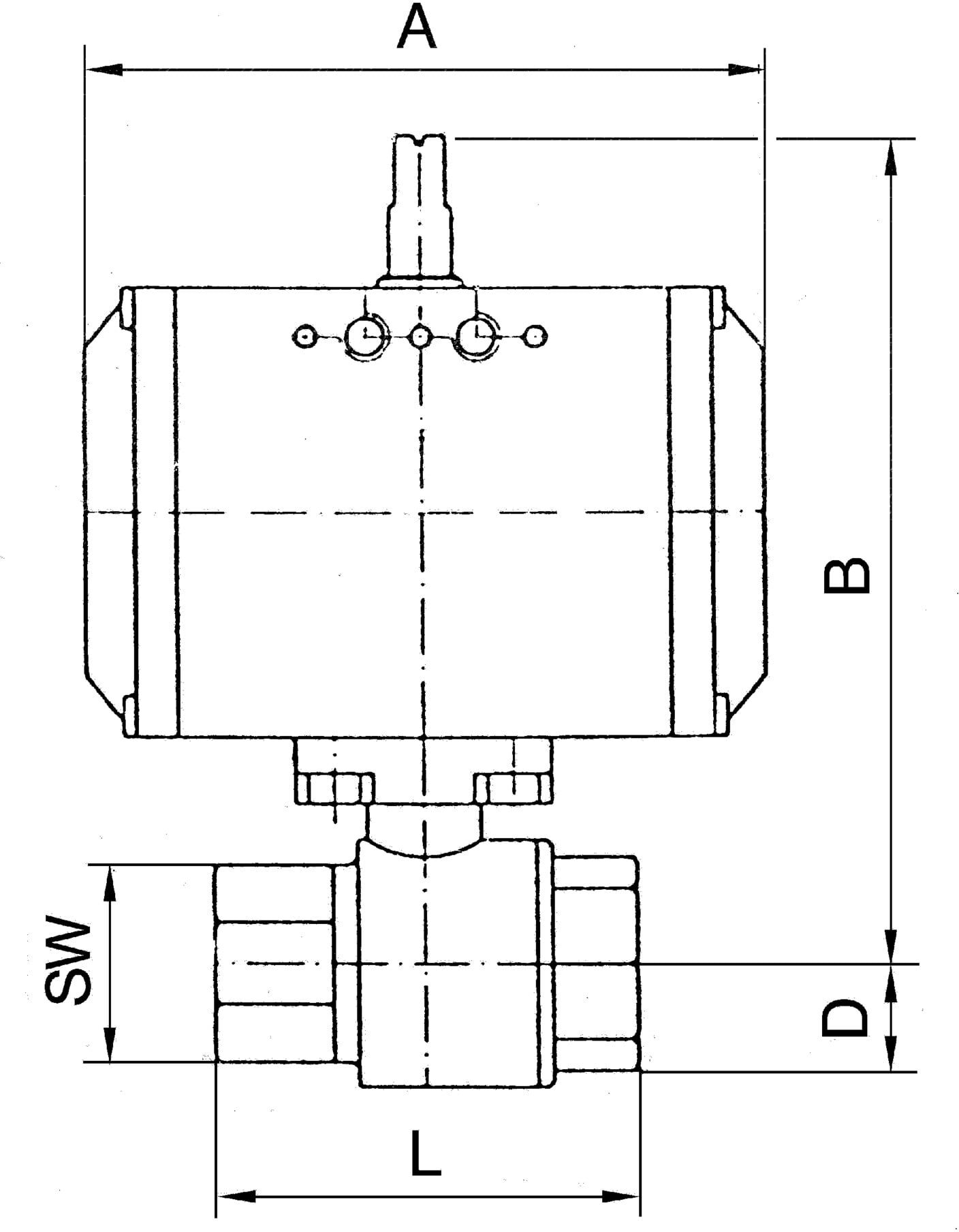 Riegler Messingkugelhahn, pneumat. Stellantrieb doppeltwirkend, Rp 2 (350.215)