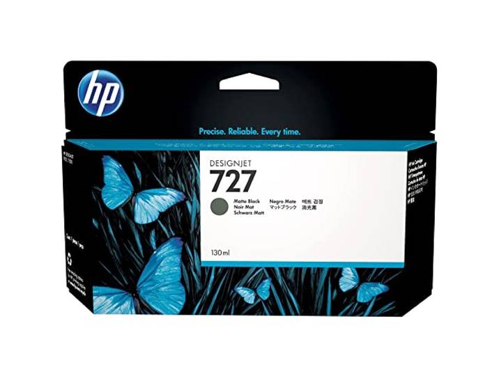 HP 727 Noir Mat\, Cartouche Encre Originale Compatible avec DesignJet T930\, T1500\, T1530\, T2500\, T2530\, 130 ml (B3P22A)