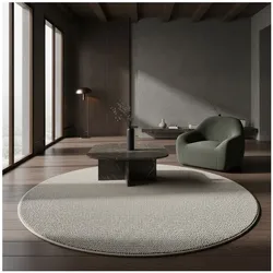 Flachwebteppich CIMA, einfarbig, Creme, Ø 200 cm