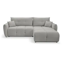 ECKSOFA MODA E Grau Geflochtener Stoff mit Schlaffunktion