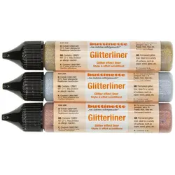 buttinette Glitterliner, gold-silber-kupfer, 3x 28 ml