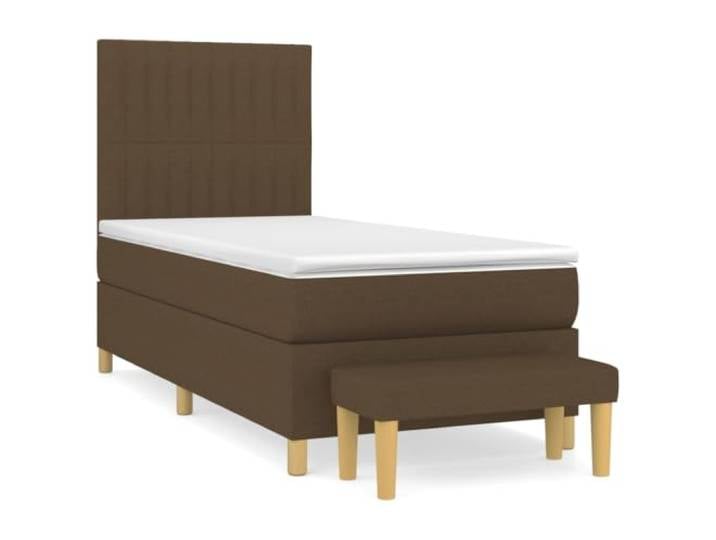 KKgypkn Boxspringbett mit höhenverstellbarem Kopfteil, Taschenfederkernmatratze, Stoff Dunkelbraun 80x200 cm