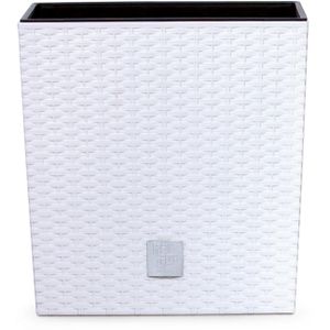 Prosperplast Rato Low Übertopf, weiß, 20 x 20 x 20 cm, aus Kunststoff, für innen und außen, mit Innentopf