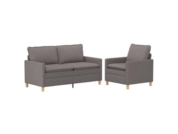 Coespram Couch Set 2-Teilig Couchgarnitur Taupe Stoff Sofaset Elegante Sitzgruppe für Wohnzimmer und Arbeitszimmer mit weichen Schaumstoffkissen und stabiler Metallunterkonstruktion.