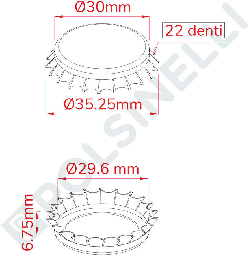 Polsinelli Blanc bouchon couronne ⌀29 (7000 pièces)