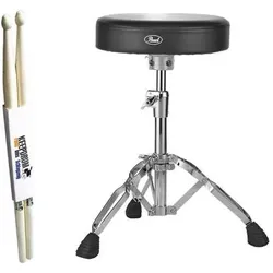Pearl D-930 Schlagzeughocker mit Drumsticks, Schlagzeug Zubehör, Schwarz