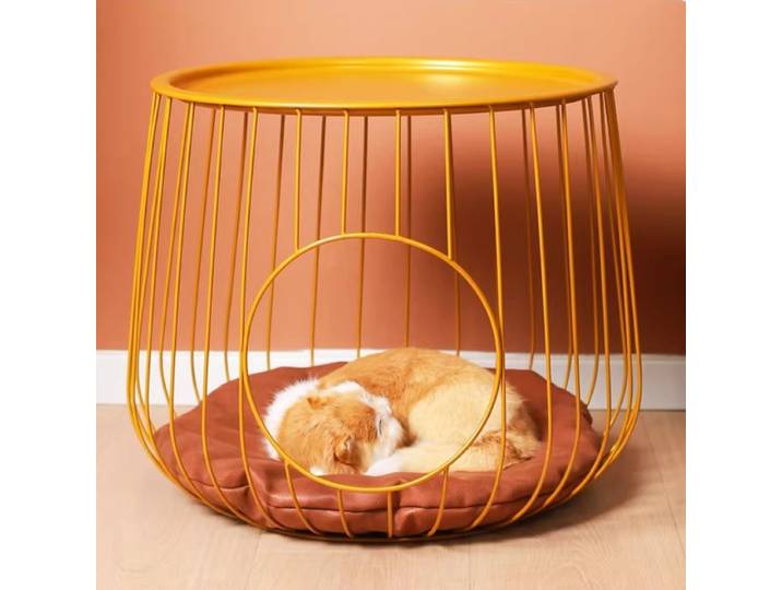 Meuble multifonctionnel pour chat, table basse avec maisonnette semi-fermée pour chat, lit chaud pour chats d'intérieur, cage de nuit pour chat