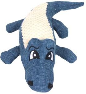 The Handy Homestead Alligator Squeaky Plush Dog Toy For Interactive Chew Play blue