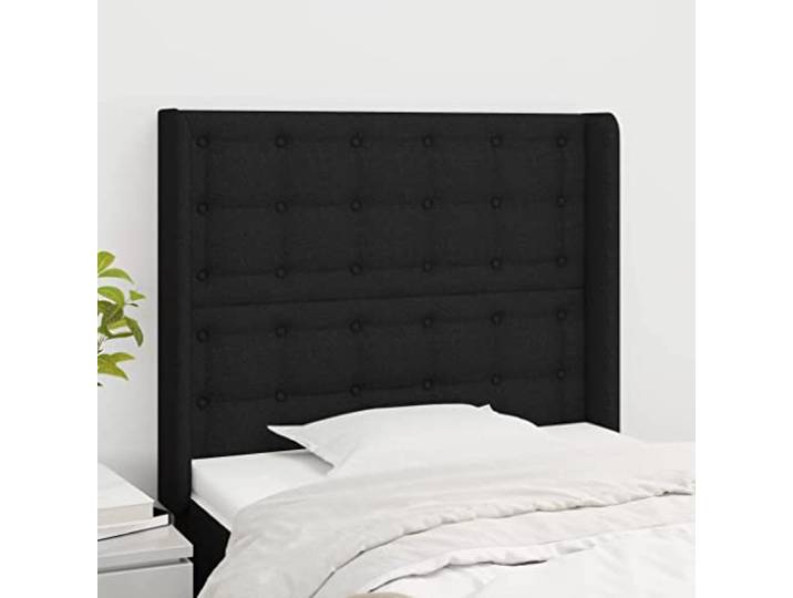 KTHLBRH Kopfteil mit schwarzem Ohr, aus klassischem Stoff, elegantes Design, für Bettgestell 103 x 16 x 118/128 cm, robustes Material, atmungsaktive Beine aus Massivholz, stabile Beine