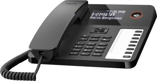 Gigaset DESK 600 Schnurgebundenes Telefon, analog für Hörgeräte kompatibel, Optische Anrufsignalisierung, Wahlwiederholung Schwarz