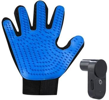 Inspired Deals Pet Grooming Gloves For Cats & Dogs With Massage Brush & Water Mist Cleaner blue