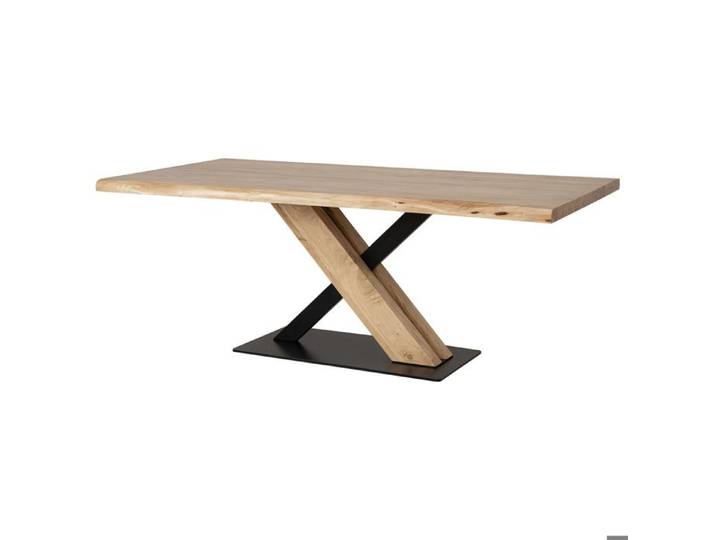 Table à manger en bois d'acacia finition couleur naturelle 200x100x76
