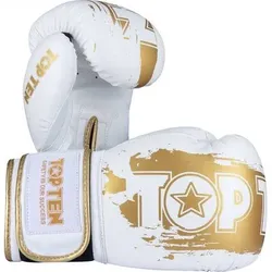 TOP TEN Boxhandschuhe „Power Ink Golden Star“, Größe 16 oz in Weiß Weiß