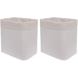 2er-Set Aufbewahrungskorb MCW-C21, Korb Aufbewahrungsbox Ordnungsbox Sortierbox Regalkorb, Bambus 33x33x23cm ~ weiß