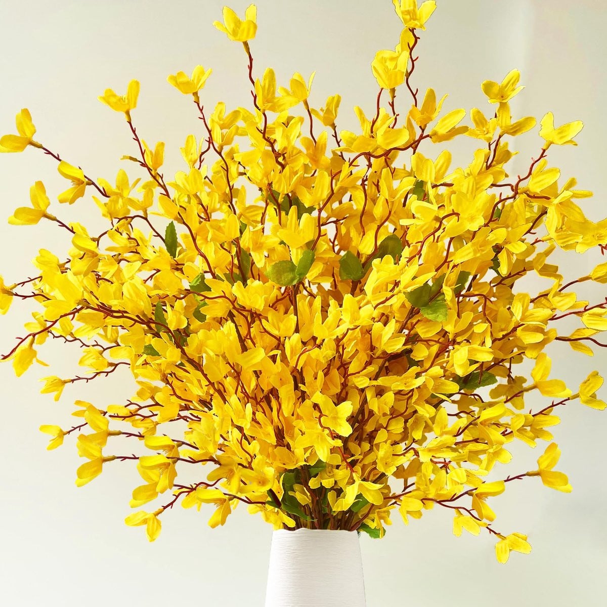 2 bundels kunstmatige lentetakken met gele lentebloemen