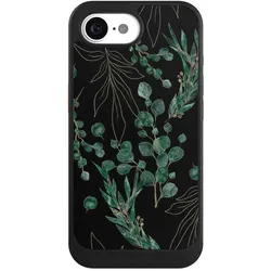 Nivocase Hülle für Apple iPhone 16e Handyhülle NIVOcore Case Schwarz Blätter Natur Eukalyptus (Apple iPhone 16e), Smartphone Hülle, Schwarz