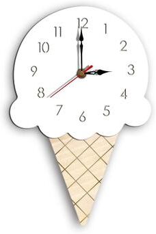 Everyday Crate Ice Cream Wall Clock Decorative Kitchen Wall Decor With Acrylic & Wood Design white
