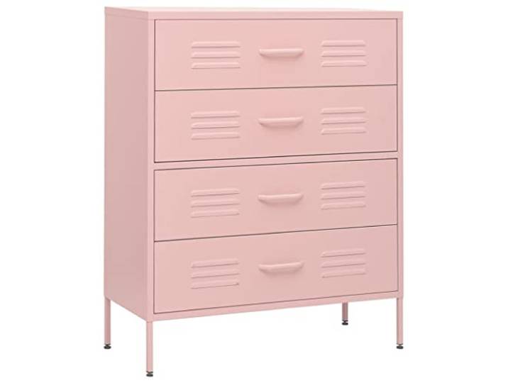 vidaXL Kommode 4 Schubladen Anrichte Schrank Beistellschrank Mehrzweckschrank Standschrank Sideboard Schubladenschrank Rosa 80x35x101,5cm Stahl