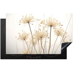 HERDABDECKPLATTE Blumen - Weiß - Sonnenlicht Induktionsmatte 83x51 cm