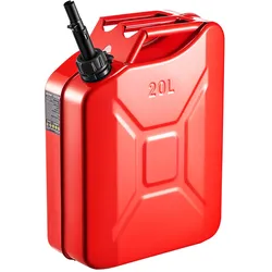 VEVOR Kraftstoffkanister, 20 L, Benzinkanister mit Ausguss & Komfortgriff, 6 L/min Durchflussrate, auslaufsicherer & korrosionsbeständiger Metall-Benzintank für Autos, Motorräder, ATVs & UTVs, rot