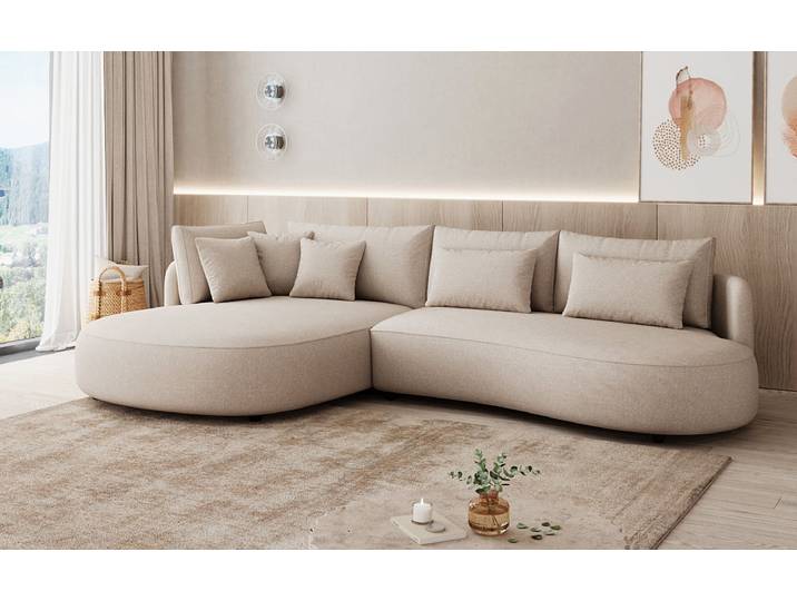 Designer Ecksofa Ando Mini in Strukturstoff - Grau - Rechts - Strukturstoff - Luxusbetten24