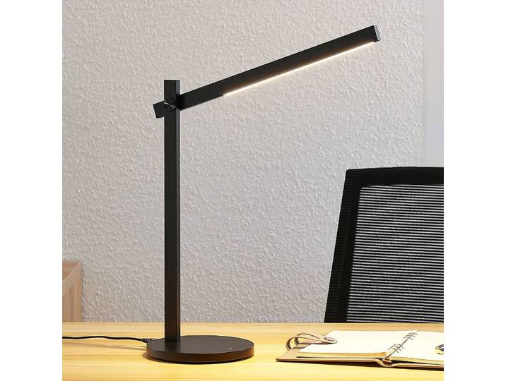 LED Tischleuchtelampe Loretta Lindby, dimmbar, schwarz, für Arbeitszimmer / Büro, Kunststoff, Modern
