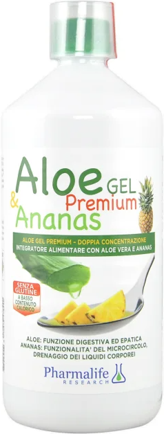 PHARMALIFE RESEARCH Srl Aloe Gel Premium & Ananas 1 Litro - Integratore alimentare con Aloe vera e Ananas