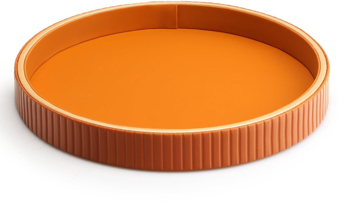 Dailygoods Premium Opslag Organizer - Antislip Dienblad van Hout en PU-materiaal - Decoratieve Valet Tray
