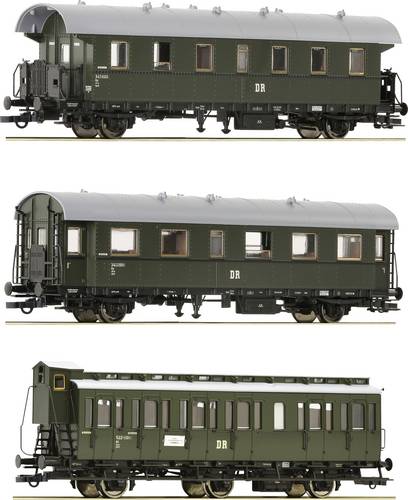 Roco 6200131 H0 3er-Set 2: Nebenbahnzug der DR 2x Personenwagen 2. Klasse Gattung Bip / Abteilwagen 2. Klasse Gattung B3