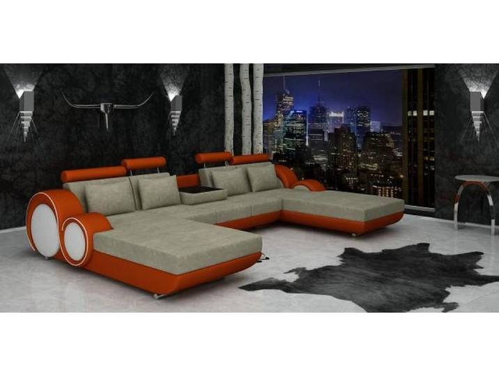 Xlmoebel Wohnlandschaft Stoffsofa Berlin U-Form mit USB-Anschluss und hochwertigem Bezug, Hergestellt in Europa