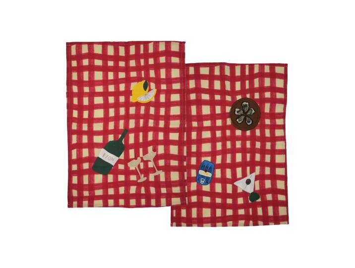 Byon Torchons de cuisine Sera lot de 2 Rouge, 50x70 cm