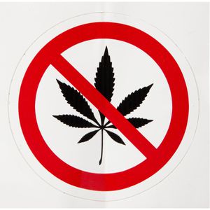Abtec Hinweisschild Folie, Ø 10 cm, Cannabis/Kiffen verboten