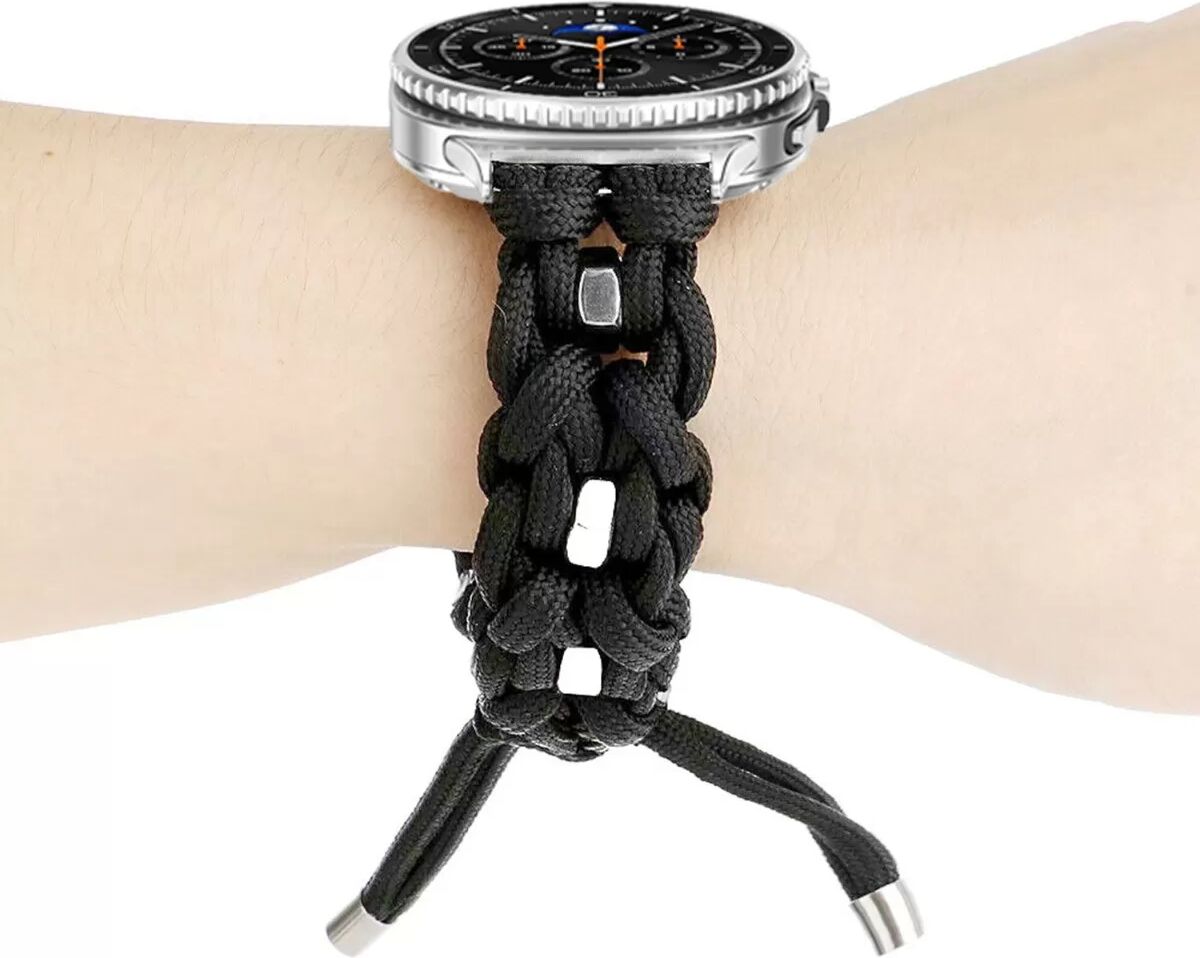 INF Paracord Nylon-geflochtenes Uhrenarmband, verstellbar, kompatibel mit Samsung Galaxy Watch 8, Galaxy Watch 8 Classic und Schwarz