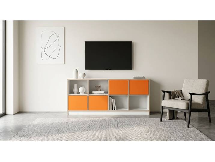 Langes Sideboard nach Maß – gratis Magazin Premium Dekore Weiß Multiplex Kante