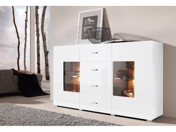 Sideboard HÖLTKEMEYER Happy , weiss (weiß, nussbaumfarben), Sideboards, Sideboard, Breite 150 cm