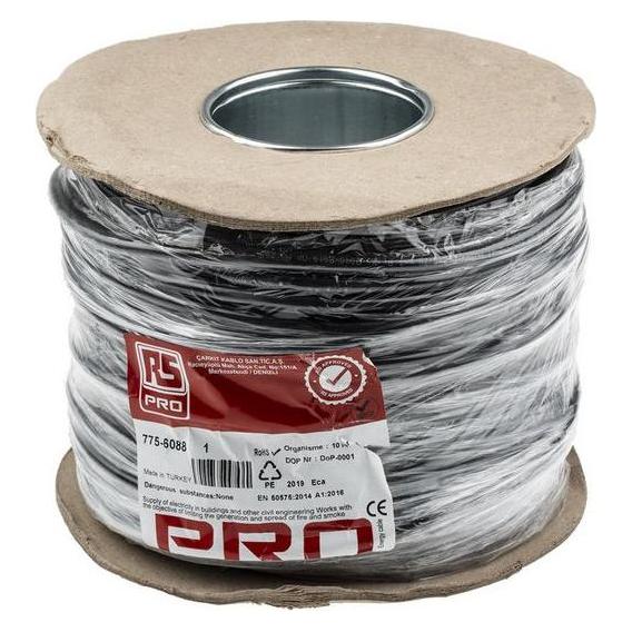 RS PRO H05VV-F 3182Y 2 Core 0.75mm Black Cable (100 m) (7756088)