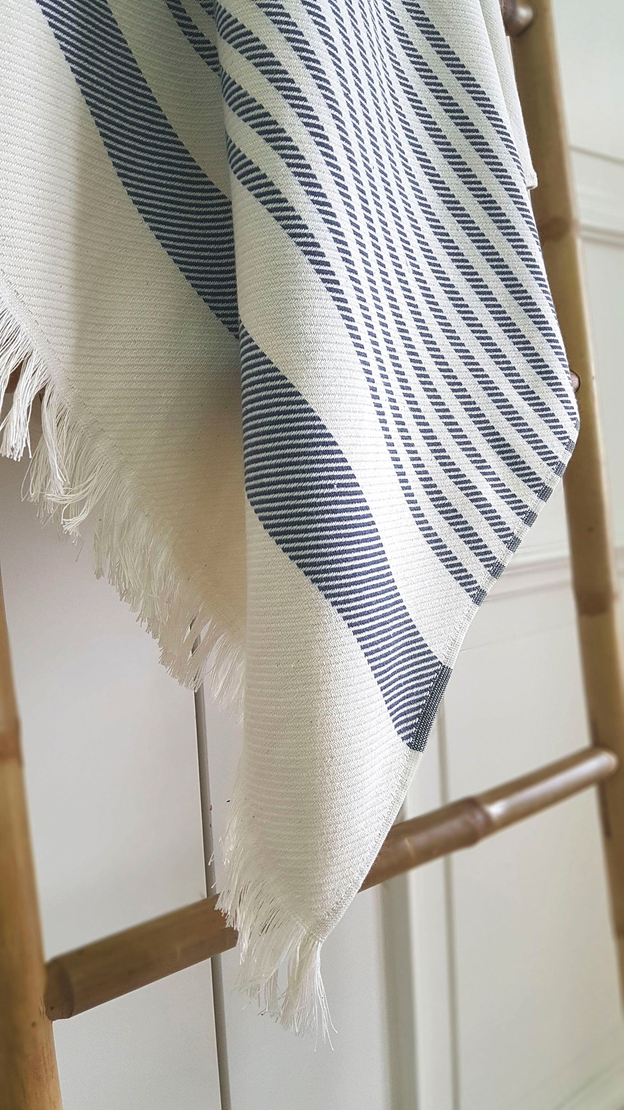 Hamamtuch FRAMSOHN FROTTIER "Boho Living - Steifen Muster", grau (beige, anthrazit, grau), B:100cm L:180cm, Hamam Frottier, Baumwolle, Handtücher, Hamamtuch, 100x180, gestreift & mit Fransen, ideal als Strandtuch, Sauna, Reise beige, anthrazit, grau B/L: 