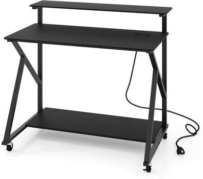 "39.5"" Mobile Computer Desk w/Lockable Wheels Home & Office Desk"