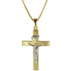trendor 08489 Kruzifix-Anhänger Gold 333 mit goldplattierter Herren-Halskette, 50 cm