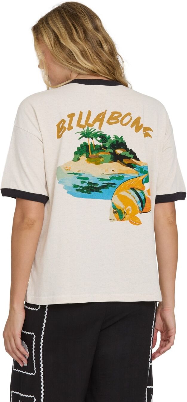 T-Shirt BILLABONG "Fun Paradise", Damen, Gr. L, beige (weiß cap), Obermaterial: 100% Baumwolle., Shirts T-Shirt weiß cap L