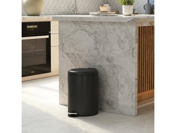 HOMCOM Poubelle Cuisine 20L Métal Noir Fermeture Douce