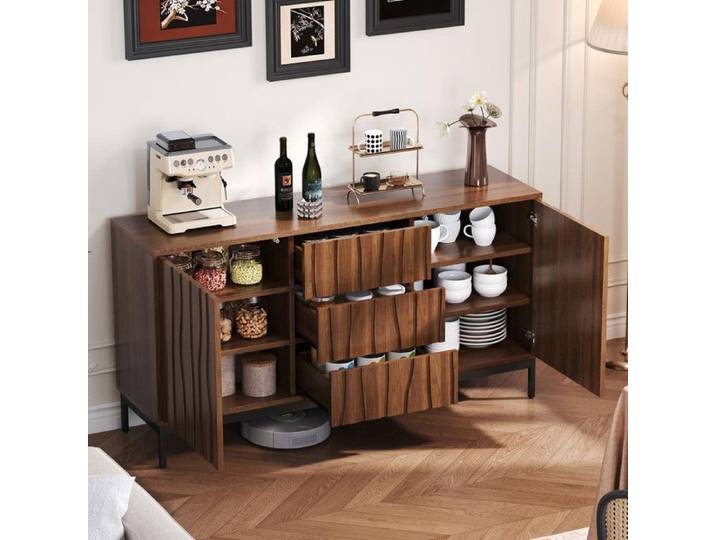 Buffet de cuisine 150cm 3 tiroirs buffet meuble de cuisine découpe monobloc meuble pour cuisine salon entrée couloir