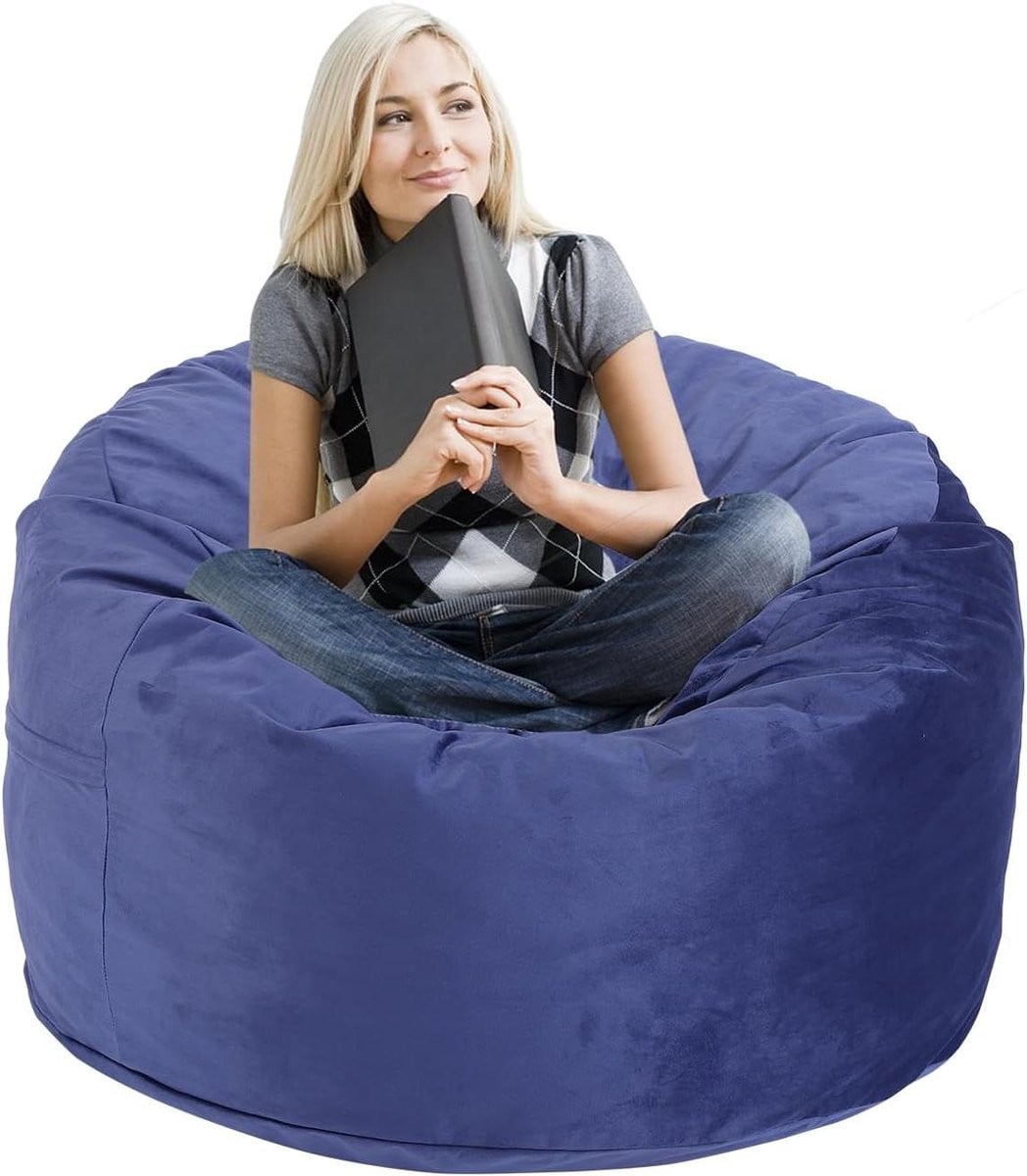 Ronde Zitzakstoel met Versnipperd Traagschuim - Blauw