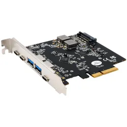 Exsys GmbH USB 3.2 Gen2 PCIe (x2) Karte mit 5 Ports ( 2A+3C Anschlüsse), Kontrollerkarte