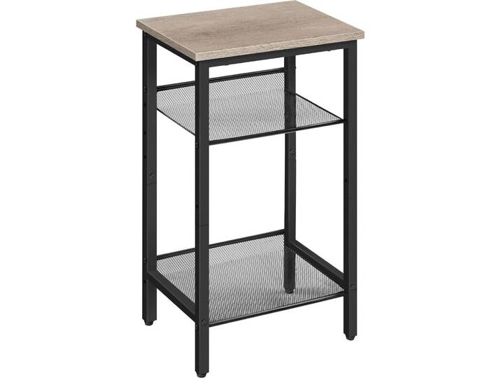 Industrie-Design Beistelltisch mit verstellbaren Gitterablagen 38x28x74cm Grau-Schwarz